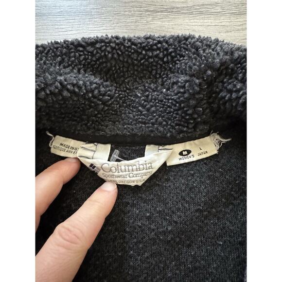 VINTAGE 80s Columbia Deep Fleece Jacket USA MADE Coat‎ Gray Womens Medium - Picture 6 of 10